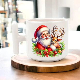 Yeni Yıl Yılbaşı Noel Tasarımlı T Kulp Seramik Kupa