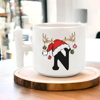 Yeni Yıl Yılbaşı Noel Tasarımlı T Kulp Seramik Kupa