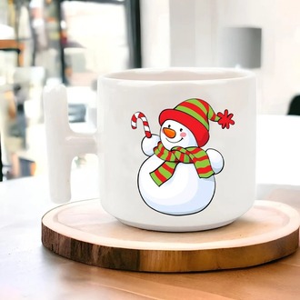 Yeni Yıl Yılbaşı Noel Tasarımlı T Kulp Seramik Kupa