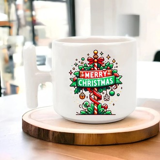 Yeni Yıl Yılbaşı Noel Tasarımlı T Kulp Seramik Kupa