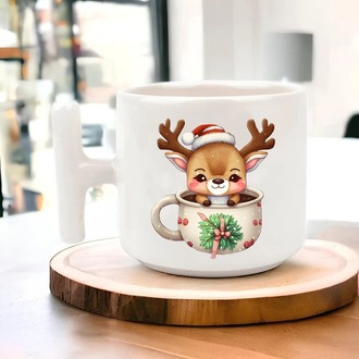 Yeni Yıl Yılbaşı Noel Tasarımlı T Kulp Seramik Kupa