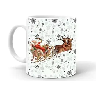 Yılbası Noel Temalı Baskılı Seramik Beyaz Kupa