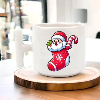 Yeni Yıl Yılbaşı Noel Tasarımlı T Kulp Seramik Kupa