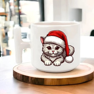 Yeni Yıl Yılbaşı Noel Tasarımlı T Kulp Seramik Kupa