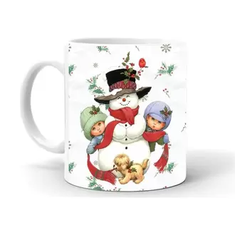 Yılbası Noel Temalı Baskılı Seramik Beyaz Kupa