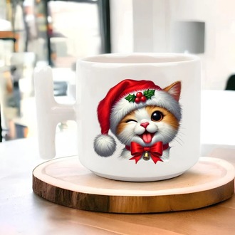 Yeni Yıl Yılbaşı Noel Tasarımlı T Kulp Seramik Kupa