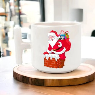 Yeni Yıl Yılbaşı Noel Tasarımlı T Kulp Seramik Kupa