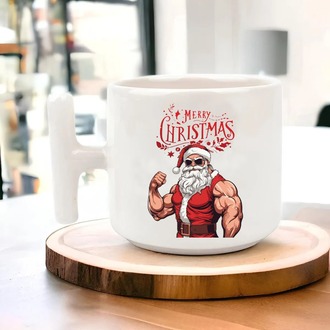 Yeni Yıl Yılbaşı Noel Tasarımlı T Kulp Seramik Kupa