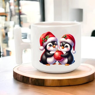 Yeni Yıl Yılbaşı Noel Tasarımlı T Kulp Seramik Kupa