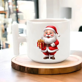 Yeni Yıl Yılbaşı Noel Tasarımlı T Kulp Seramik Kupa