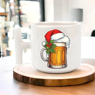 Yeni Yıl Yılbaşı Noel Tasarımlı T Kulp Seramik Kupa