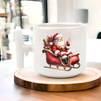 Yeni Yıl Yılbaşı Noel Tasarımlı T Kulp Seramik Kupa