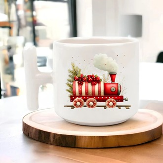 Yeni Yıl Yılbaşı Noel Tasarımlı T Kulp Seramik Kupa