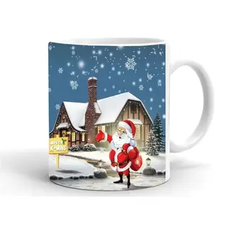 Yılbası Noel Temalı Baskılı Seramik Beyaz Kupa