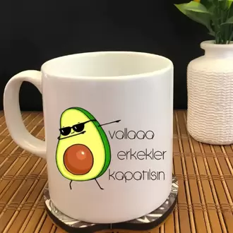 Vallaaa Erkekler Kapatılsın Avokado - Beyaz Kupa