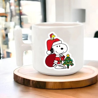 Yeni Yıl Yılbaşı Noel Tasarımlı T Kulp Seramik Kupa