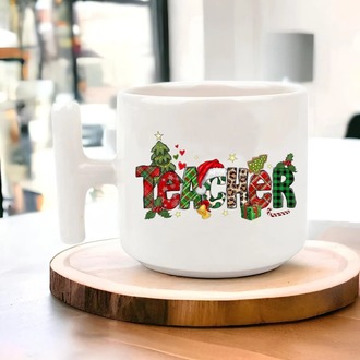Yeni Yıl Yılbaşı Noel Tasarımlı T Kulp Seramik Kupa