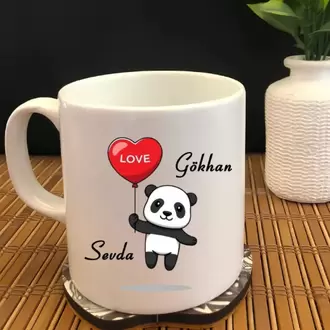 Beyaz Kupa - Sevgililer Günü Panda isim yazılabilir