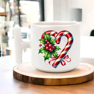 Yeni Yıl Yılbaşı Noel Tasarımlı T Kulp Seramik Kupa
