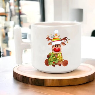 Yeni Yıl Yılbaşı Noel Tasarımlı T Kulp Seramik Kupa
