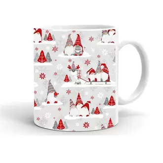 Yılbası Noel Temalı Baskılı Seramik Beyaz Kupa