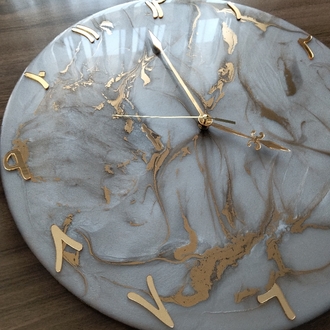 BEYAZ-BEJ/GOLD EPOKSİ DUVAR SAATİ