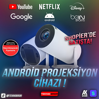 Taşınabilir Android Projeksiyon En Güncel Versiyon Wifi Destekli Akıllı Sinema Projektör HD