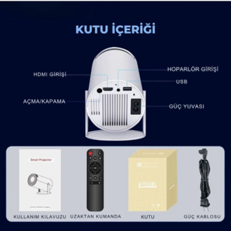 Taşınabilir Android Projeksiyon En Güncel Versiyon Wifi Destekli Akıllı Sinema Projektör HD