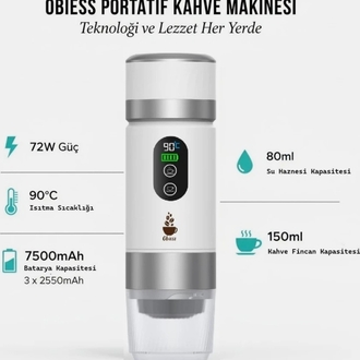 Obiess Taşınabilir Espresso Kahve Makinesi Şarjlı