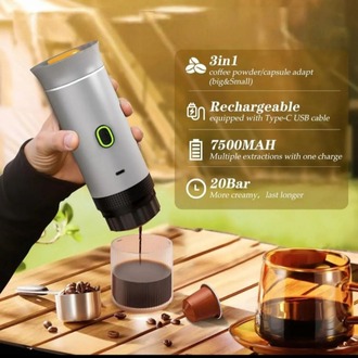 Mochiron Taşınabilir Espresso Kahve Makinesi Şarjlı Kapsül ve Öğütülmüş Kahve ile uyumlu