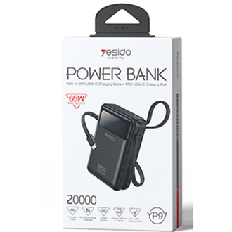 Yesido YP97 Dijital Göstergeli 20.000 mAh 65W Hızlı Şarj Destekli  Powerbank 