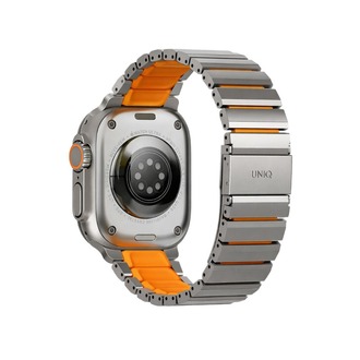Uniq Apple Watch Ultra 49mm Strova Flex Steel Kordon - Gümüş-Turuncu