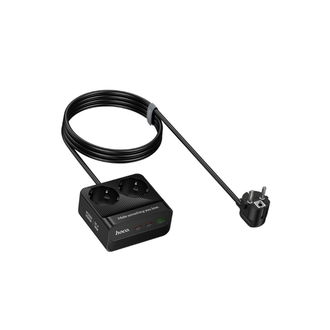Hoco. AC27 Descanso 5in1 2M 2500W Priz Dönüştürücü - Siyah