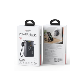 Yesido YP89 Akım Korumalı Stantlı 10.000 mAh 5in1 22.5W PD ve 15W Kablosuz  Powerbank