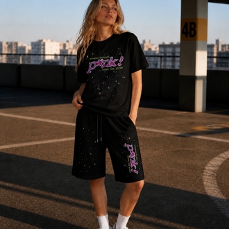 P*NK T-SHIRT ŞORT SET-SİYAH