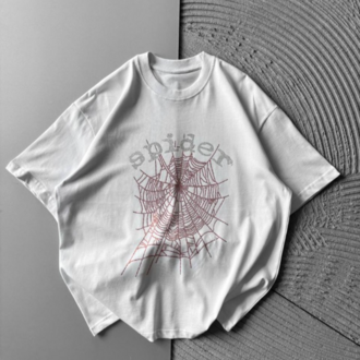 Spider taşlı tshirt-beyaz