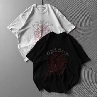Spider taşlı tshirt-beyaz