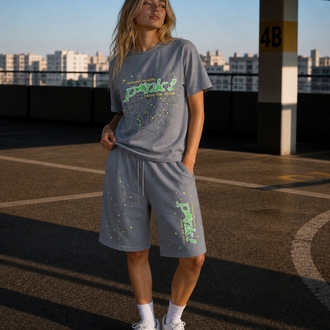 P*NK T-SHIRT ŞORT SET-GRİ