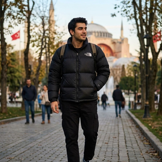 TNF NAKIŞ LOGO KIŞLIK MONT SİYAH
