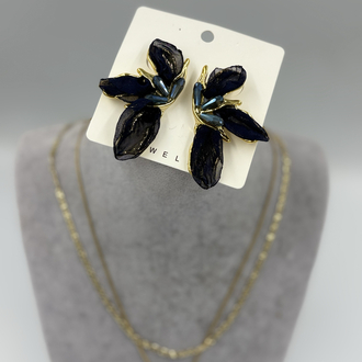 Lacivert gold detay küpe