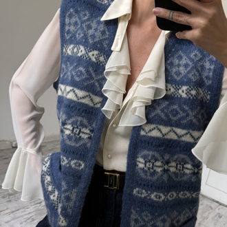 Saga Norveç Çift Yün Dokuma Unisex Premium Yelek