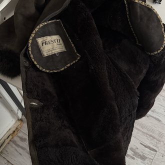 Stille Prestij Leather İtalyan Orjinal Süet Shearling Kaplama Nappa Maxi Kaban