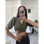 %100 Cotton Keten Görünümlü Crop Bağlamalı Bluz