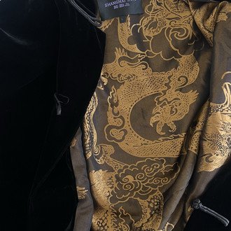 Shanghai Tang %100 İpek Dokuma ve Kadife Çift Taraflı Giyilebilir Exclusive Seri Maxi Ceket