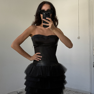 Q Exclusive Seri Deri Detaylı Korsajlı Haute Couture Elbise