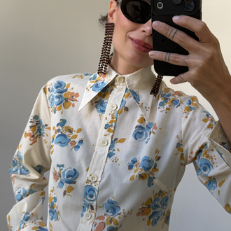 Orjinal 70s Dönem Cotton Blend Sovyet Yaka Gömlek