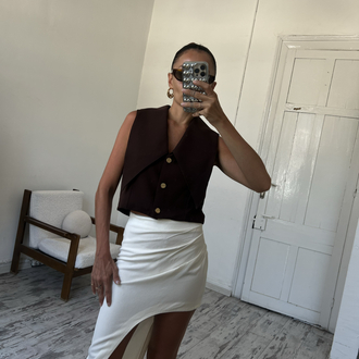 Asimetrik Kesim Viscose Blend Maxi Etek