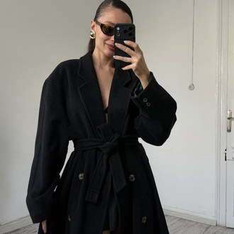 Ponte Royal %70 Merinos %10 Kaşmir İtalyan Exclusive Kuşaklı Kaşe Kaban