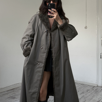 Your Sixth Sense Germany Suni Kürk Detaylı Maxi Trenchcoat