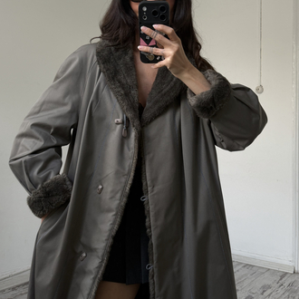 Your Sixth Sense Germany Suni Kürk Detaylı Maxi Trenchcoat